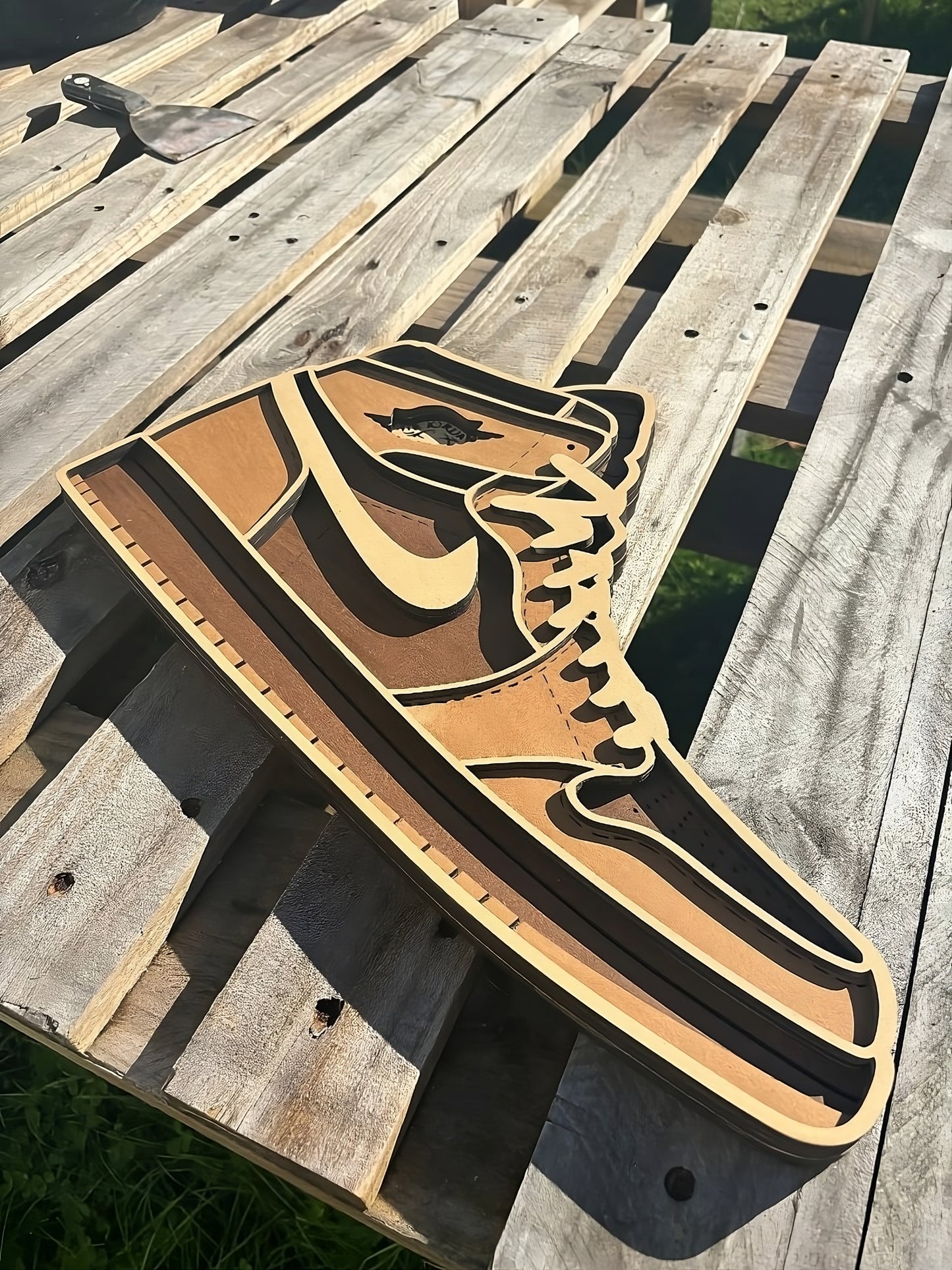 Nike Jordans Layered Wood Artwork