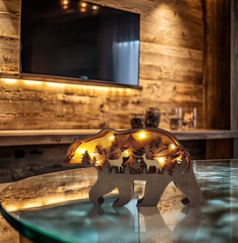 Woodlands Bear Layered Wood Artwork