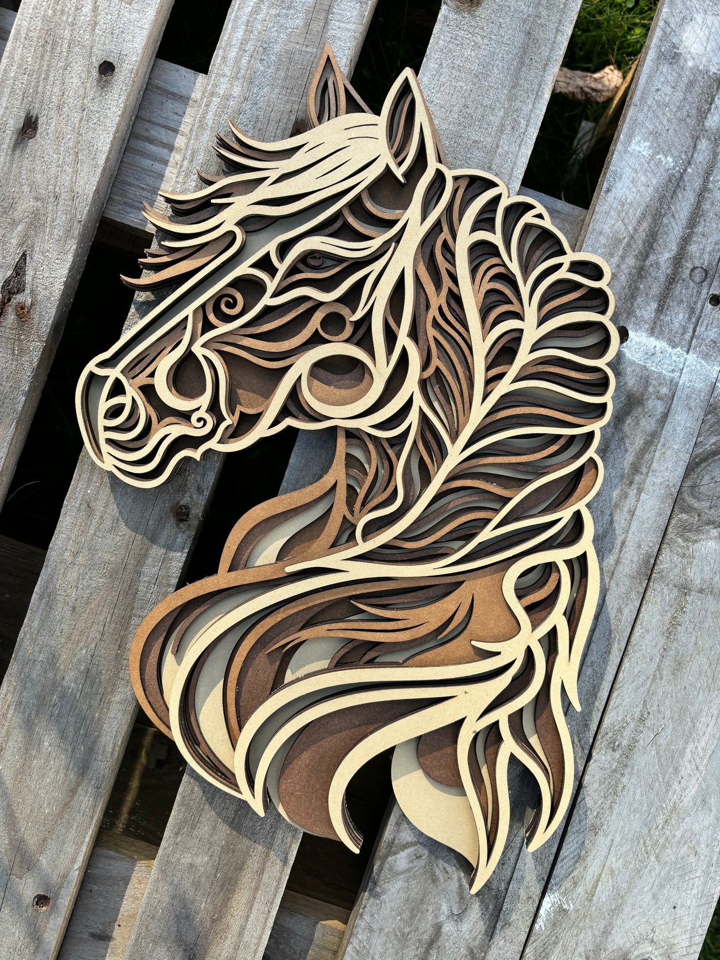 Majestic Horse Layered Wood Artwork