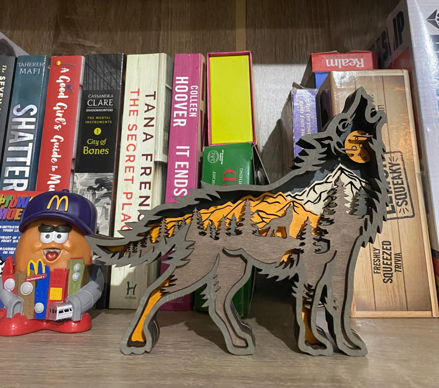 Howling Wolf Layered Wood Artwork