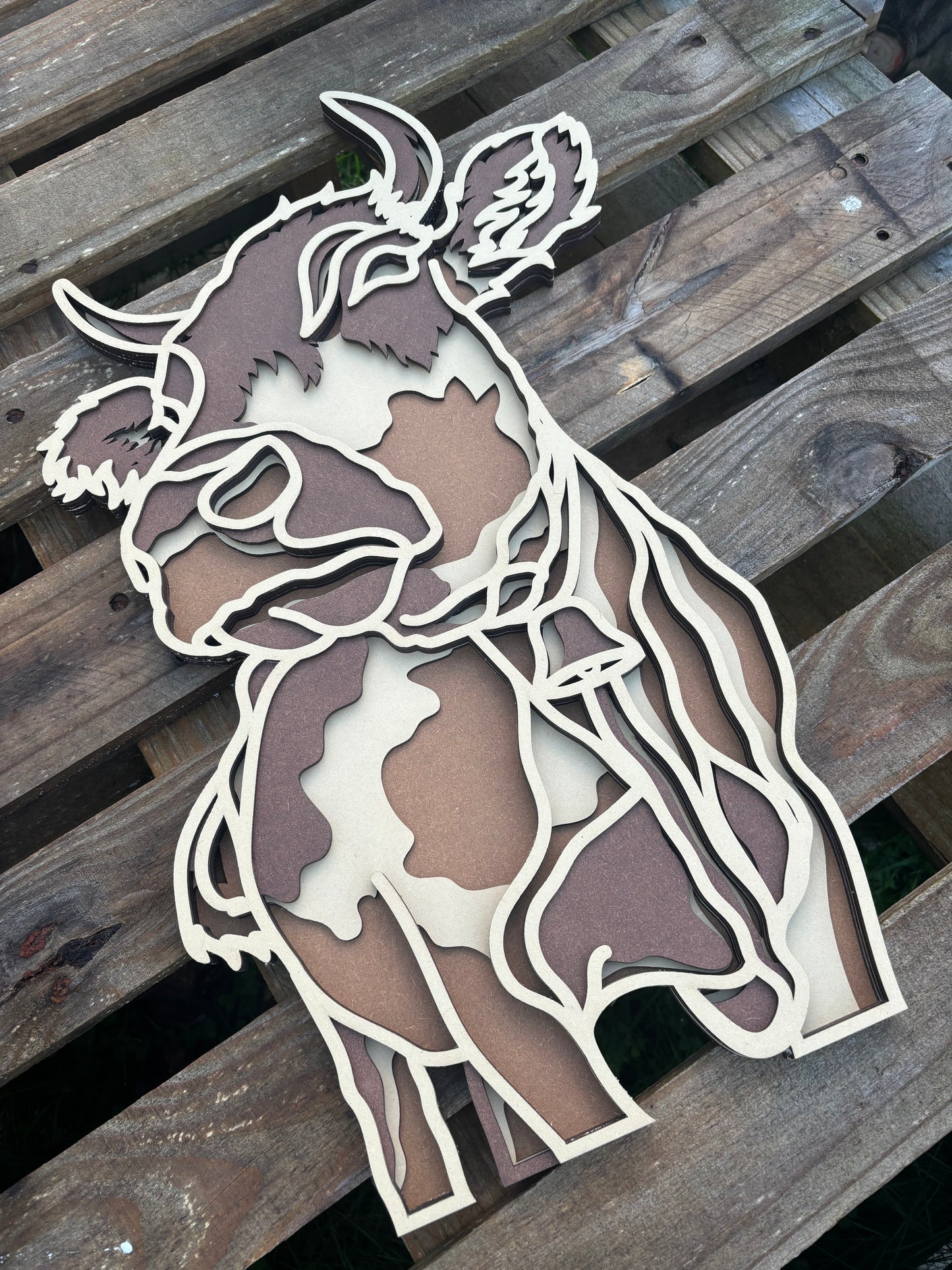 Farm Cow Layered Wood Artwork